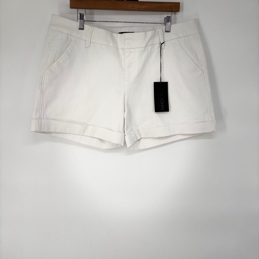 Dear John American Classic White Cuffed Denim Shorts Womens Size 33 NEW